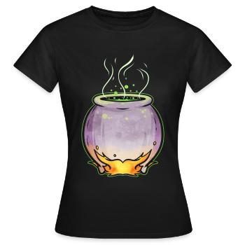 Pot en cuivre avec potion magique de sorcière Halloween - T-shirt Femme - noir - Devant - AI Model Female 172 dark (172cm)