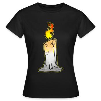 Bougie allumée Halloween - T-shirt Femme - noir - Devant - AI Model Female 172 dark (172cm)