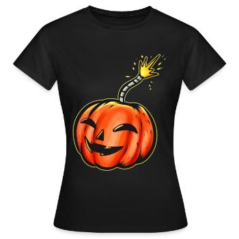 Scary Pumpkin Bomb With Ignited Fuse Halloween - Women's T-Shirt - black - Front - AI Model Female 172 dark (172cm)