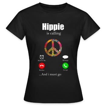 Hippie - T-shirt Femme - noir - Devant - AI Model Female 172 dark (172cm)