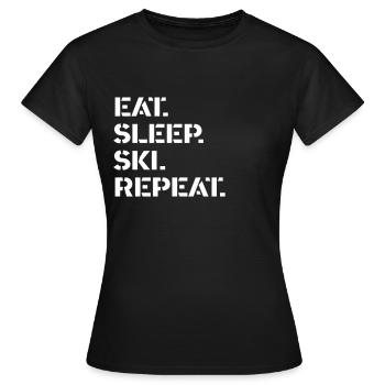Ski - eat. sleep. ski. repeat. - Frauen T-Shirt - Schwarz - Vorne - AI Model Female 172 dark (172cm)
