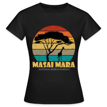 Serengeti Masai Mara Nationalreservat Kenia Safari - Frauen T-Shirt - Schwarz - Vorne - AI Model Female 172 dark (172cm)