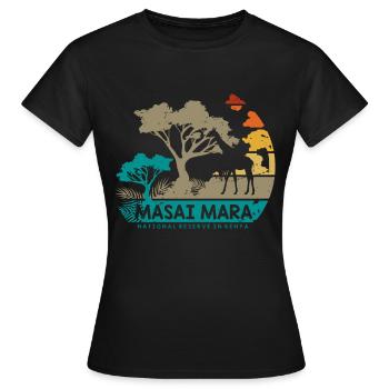 Masai Mara Safari Nationalreservat Kenia Serengeti - Frauen T-Shirt - Schwarz - Vorne - AI Model Female 172 dark (172cm)