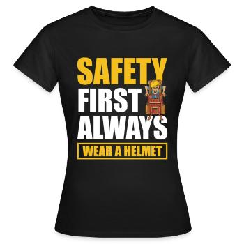 Sicherheit Geht Vor Tragen Sie Immer Einen - Frauen T-Shirt - Schwarz - Vorne - AI Model Female 172 dark (172cm)