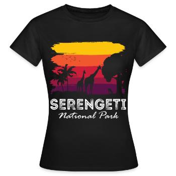 Serengeti Retro Nationalpark Afrika Giraffensafari - Frauen T-Shirt - Schwarz - Vorne - AI Model Female 172 dark (172cm)