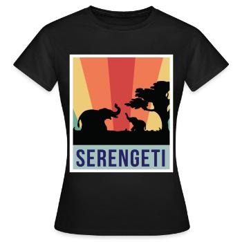 Elefanten-Safari-Nationalpark Serengeti Souvenir A - Frauen T-Shirt - Schwarz - Vorne - AI Model Female 172 dark (172cm)
