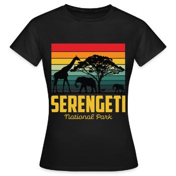 Serengeti Tanzanie Safari Africa National Park Big - T-shirt Femme - noir - Devant - AI Model Female 172 dark (172cm)