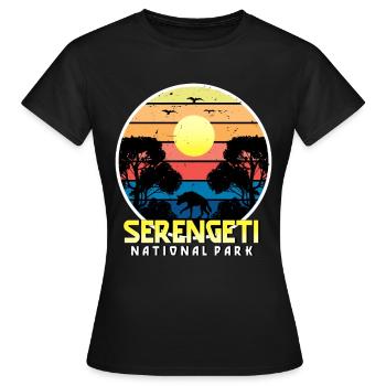 Afrika Safari Serengeti Nationalpark Tansania Sava - Frauen T-Shirt - Schwarz - Vorne - AI Model Female 172 dark (172cm)