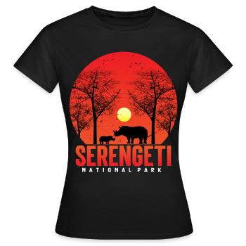Wildtier-Safari im Rhino-Serengeti-Nationalpark be - Frauen T-Shirt - Schwarz - Vorne - AI Model Female 172 dark (172cm)