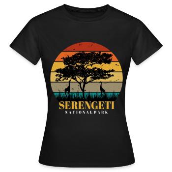 Giraffe Serengeti Safari Afrika Nationalpark Tansa - Frauen T-Shirt - Schwarz - Vorne - AI Model Female 172 dark (172cm)