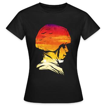 Soldier Head Helmet Sundown 4th Of July Veterans Day - Women's T-Shirt - black - Front - AI Model Female 172 dark (172cm)