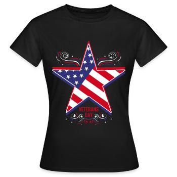 Big Star In Us Flag Colors For Veterans Day - Women's T-Shirt - black - Front - AI Model Female 172 dark (172cm)