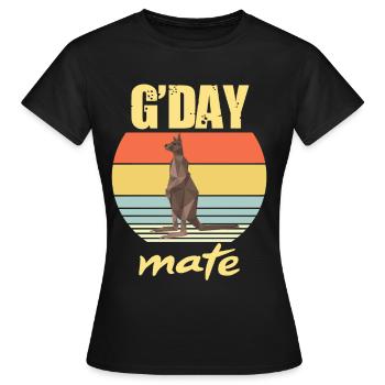 Kangourou G’day Outback Australie Marsupiaux Kangourou - T-shirt Femme - noir - Devant - AI Model Female 172 dark (172cm)