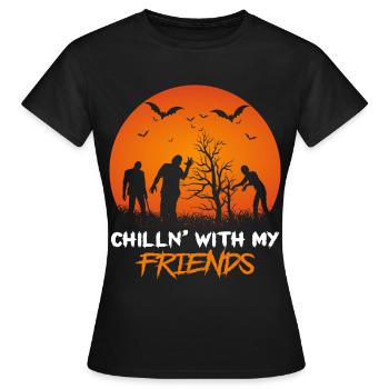 Halloween Nightmare Zombie with Bat Cheerful - Women's T-Shirt - black - Front - AI Model Female 172 dark (172cm)