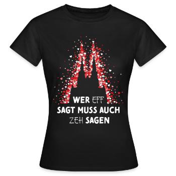 Kölner Dom Rot Weiss Rut Wies Karneval Fasching - Frauen T-Shirt - Schwarz - Vorne - AI Model Female 172 dark (172cm)