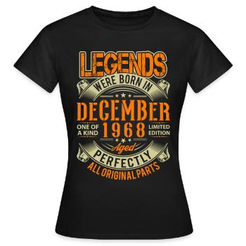 1968 Décembre Birthday Legend - T-shirt Femme - noir - Devant - AI Model Female 172 dark (172cm)