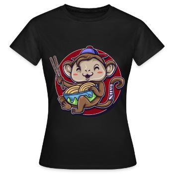 Affe Gorilla Primat Monkey Primat Tier Lackaffe - Frauen T-Shirt - Schwarz - Vorne - AI Model Female 172 dark (172cm)