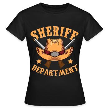 Sheriff Department Cowboyhut Revolver Sheriffstern - Frauen T-Shirt - Schwarz - Vorne - AI Model Female 172 dark (172cm)