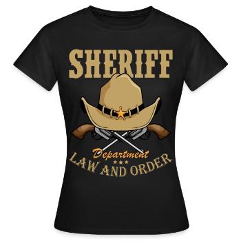 Shérif Cowboy Pistolets Officier de l’insigne étoile du shérif - T-shirt Femme - noir - Devant - AI Model Female 172 dark (172cm)