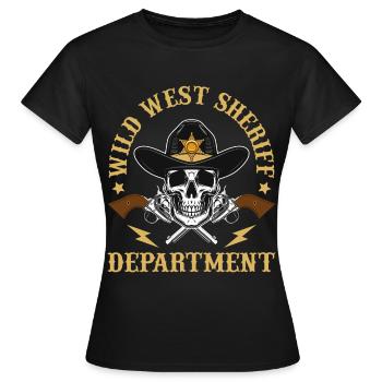 Sheriff West Department Skull Pistols Sheriffstern - Frauen T-Shirt - Schwarz - Vorne - AI Model Female 172 dark (172cm)