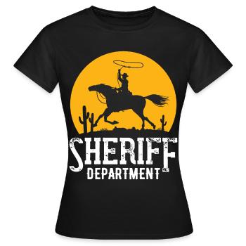 Cowboy Sheriff Lasso Sheriff Star Pistolen - Frauen T-Shirt - Schwarz - Vorne - AI Model Female 172 dark (172cm)