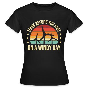 Denken Sie Nach, Bevor Sie An Einem Windigen Tag - Frauen T-Shirt - Schwarz - Vorne - AI Model Female 172 dark (172cm)