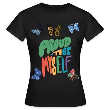 Butterfly Proud Motivational Saying avec Butterfli - T-shirt Femme - noir - Devant - AI Model Female 172 dark (172cm)