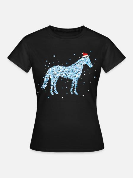 Pferdebesitzer Weihnachtsmotiv Nikolausmütze - Frauen T-Shirt - Schwarz