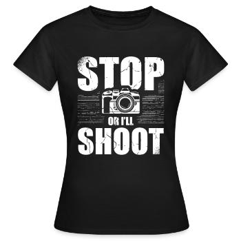 Arrêtez ou je vais photographier un photographe pour - T-shirt Femme - noir - Devant - AI Model Female 172 dark (172cm)