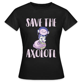Axolotl Space Earth Solar System Spaceship - T-shirt Femme - noir - Devant - AI Model Female 172 dark (172cm)