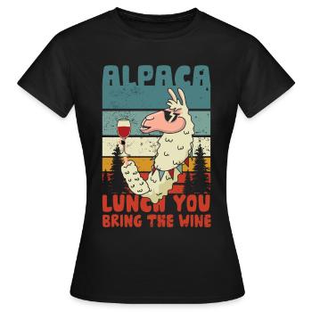 Alpaka-mittagessen Bringen Sie Den Wein - Frauen T-Shirt - Schwarz - Vorne - AI Model Female 172 dark (172cm)