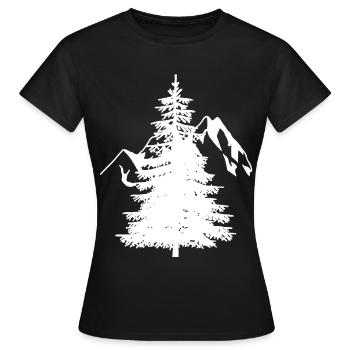 Fir Spruce Conifer Natural Mountains Mountain Alps - Women's T-Shirt - black - Front - AI Model Female 172 dark (172cm)