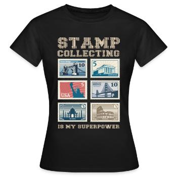 Stamp collecting is my - Women's T-Shirt - black - Front - AI Model Female 172 dark (172cm)
