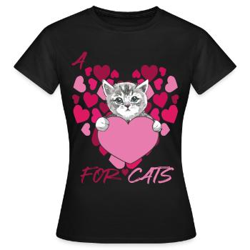 Herzen für Katzen Nettes Kätzchenbaby mit Herz-Tom - Frauen T-Shirt - Schwarz - Vorne - AI Model Female 172 dark (172cm)