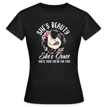 Sie ist Schönheit, sie ist Anmut, sie wird dir ins - Frauen T-Shirt - Schwarz - Vorne - AI Model Female 172 dark (172cm)