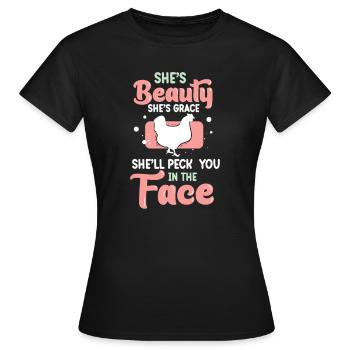 Sie ist Schönheit, sie ist Anmut, sie wird dir ins - Frauen T-Shirt - Schwarz - Vorne - AI Model Female 172 dark (172cm)
