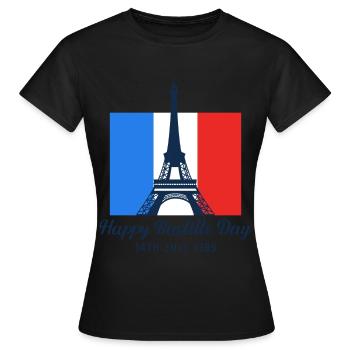 Love Paris Souvenir Fête Nationale France - T-shirt Femme - noir - Devant - AI Model Female 172 dark (172cm)