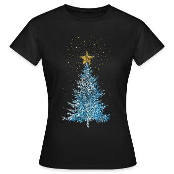 Weihnachtsbaum Tannenbaum Weihnachtsstern Sterne - Frauen T-Shirt - Schwarz - Vorne - AI Model Female 172 dark (172cm)
