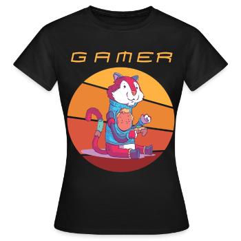Gamer Retro Games Video Games Vintage Funny Consol - Frauen T-Shirt - Schwarz - Vorne - AI Model Female 172 dark (172cm)
