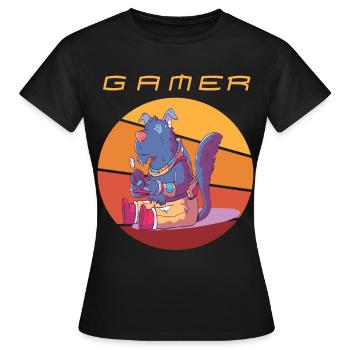 Funny Gamer Retro Games Video Games Vintage Consol - Frauen T-Shirt - Schwarz - Vorne - AI Model Female 172 dark (172cm)