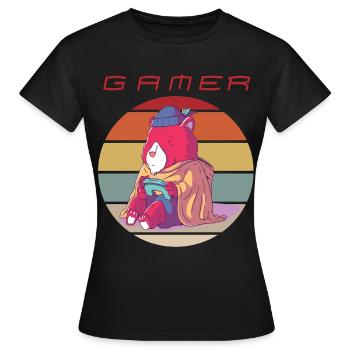 Funny Video Games Retro Gamer Console Games and Ga - Frauen T-Shirt - Schwarz - Vorne - AI Model Female 172 dark (172cm)