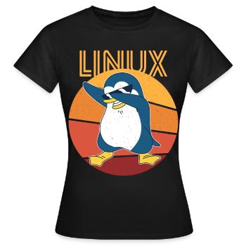 Linux Admin Cool Penguin Nerd Informatics - T-shirt Femme - noir - Devant - AI Model Female 172 dark (172cm)