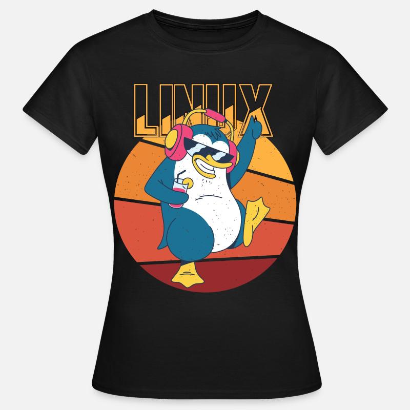 Party Linux Root Cool Penguin Nerd Game Programmer - T-shirt Femme - noir