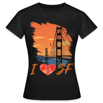 Golden Gate Bridge San Francisco Love California - T-shirt Femme - noir - Devant - AI Model Female 172 dark (172cm)
