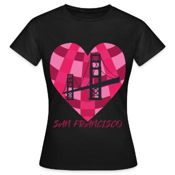 J’adore les souvenirs Golden Gate Brid de San Francisco - T-shirt Femme - noir - Devant - AI Model Female 172 dark (172cm)