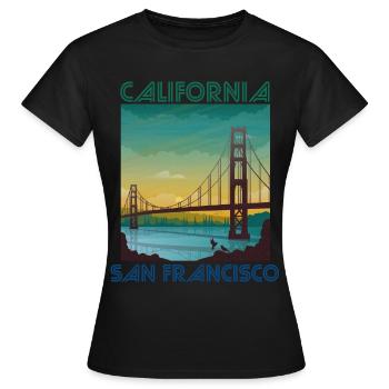Californie San Francisco vacances Golden Gate Brid - T-shirt Femme - noir - Devant - AI Model Female 172 dark (172cm)