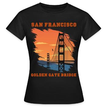 Golden Gate Bridge San Francisco Souvenir Californie - T-shirt Femme - noir - Devant - AI Model Female 172 dark (172cm)