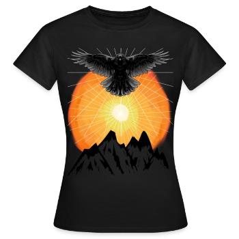 Rayons de soleil Raven Mountains Au-delà de la nature Soleil - T-shirt Femme - noir - Devant - AI Model Female 172 dark (172cm)