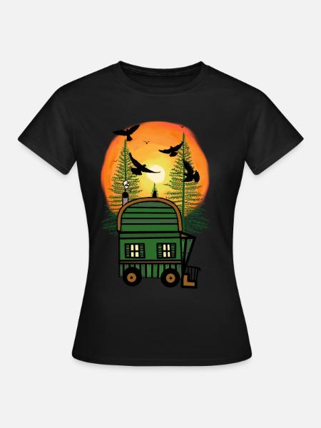 Bauwagen Naturfreund Freizeit Hippie wohnen Öko - Frauen T-Shirt - Schwarz