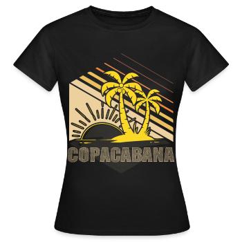 Copacabana Palm Summer Beach Sun Waves Ferie - T-shirt Femme - noir - Devant - AI Model Female 172 dark (172cm)
